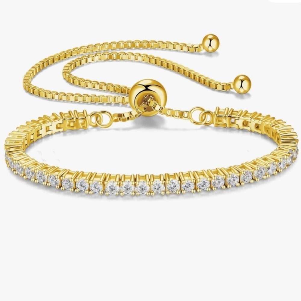 Anthropologie Gold Bracelet with Clear Crystal Details